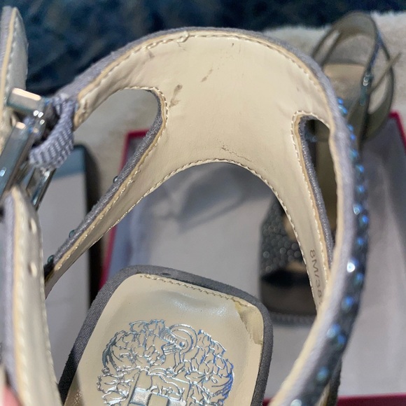 Vince Camuto Pedrana Platform Sandal block heel sleet grey gray faux suede 8 - Picture 11 of 14